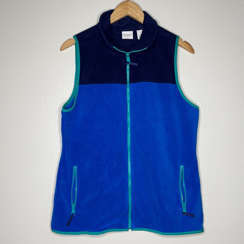 Weekends by Chicos Vest sz 1 Med Blue